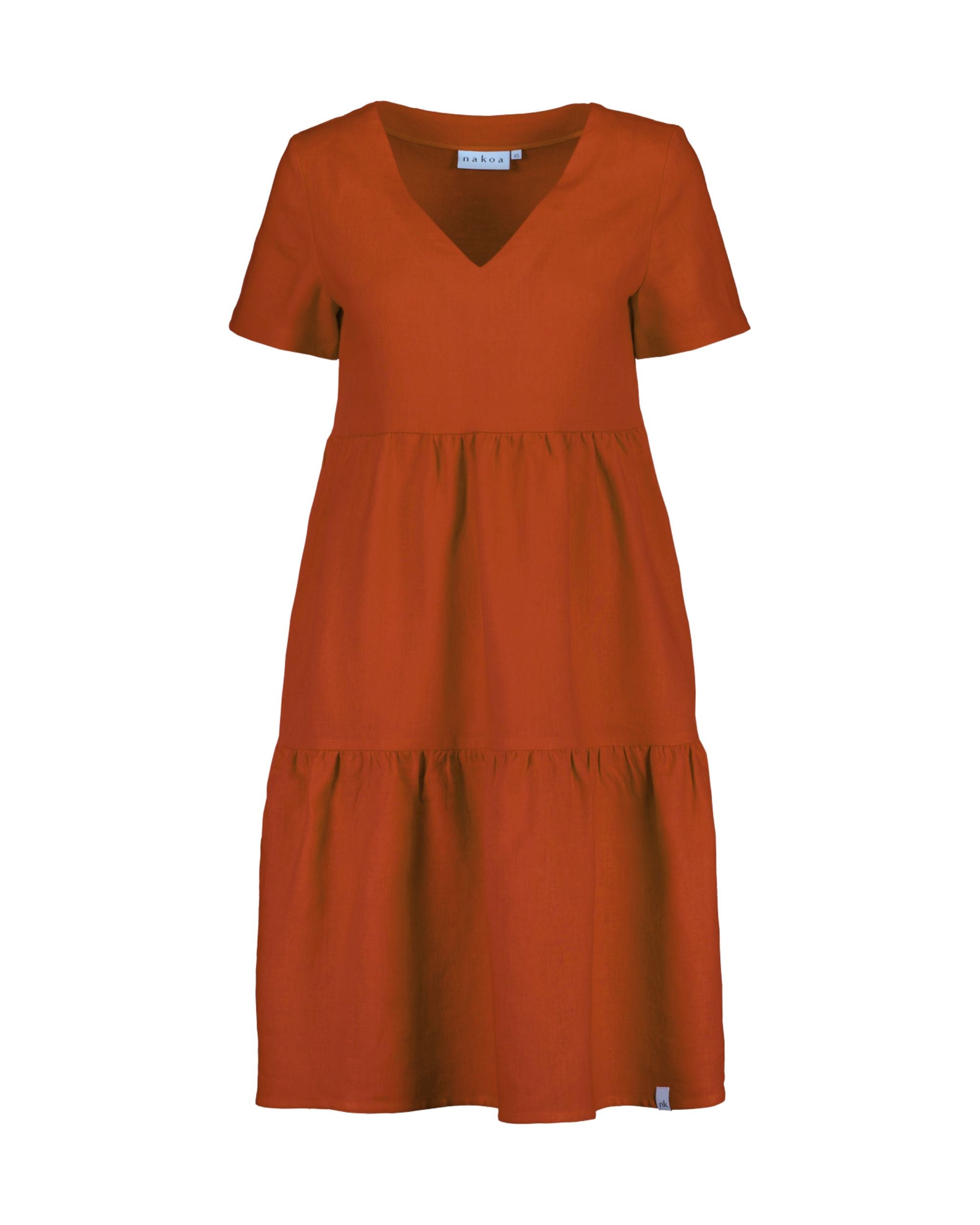 Linen Layered Dress, Burnt Orange