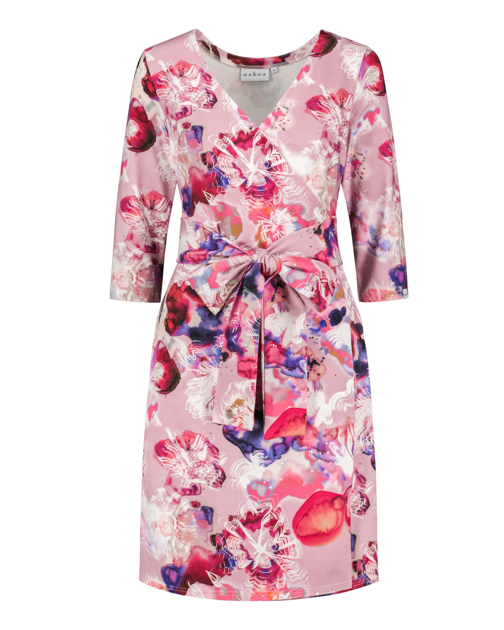 Print Wrap Dress, Coral Reef