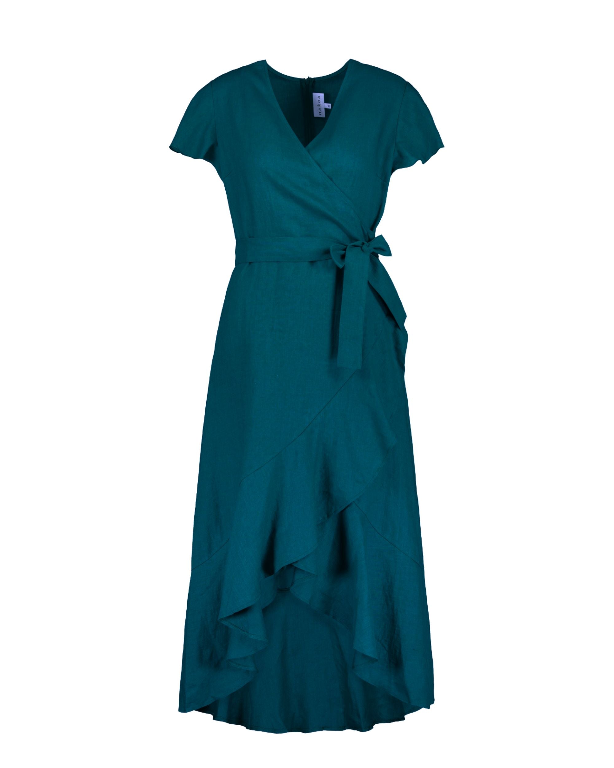 nakoa-petrooli-petroolinsininen-juhlamekko-pellavamekko