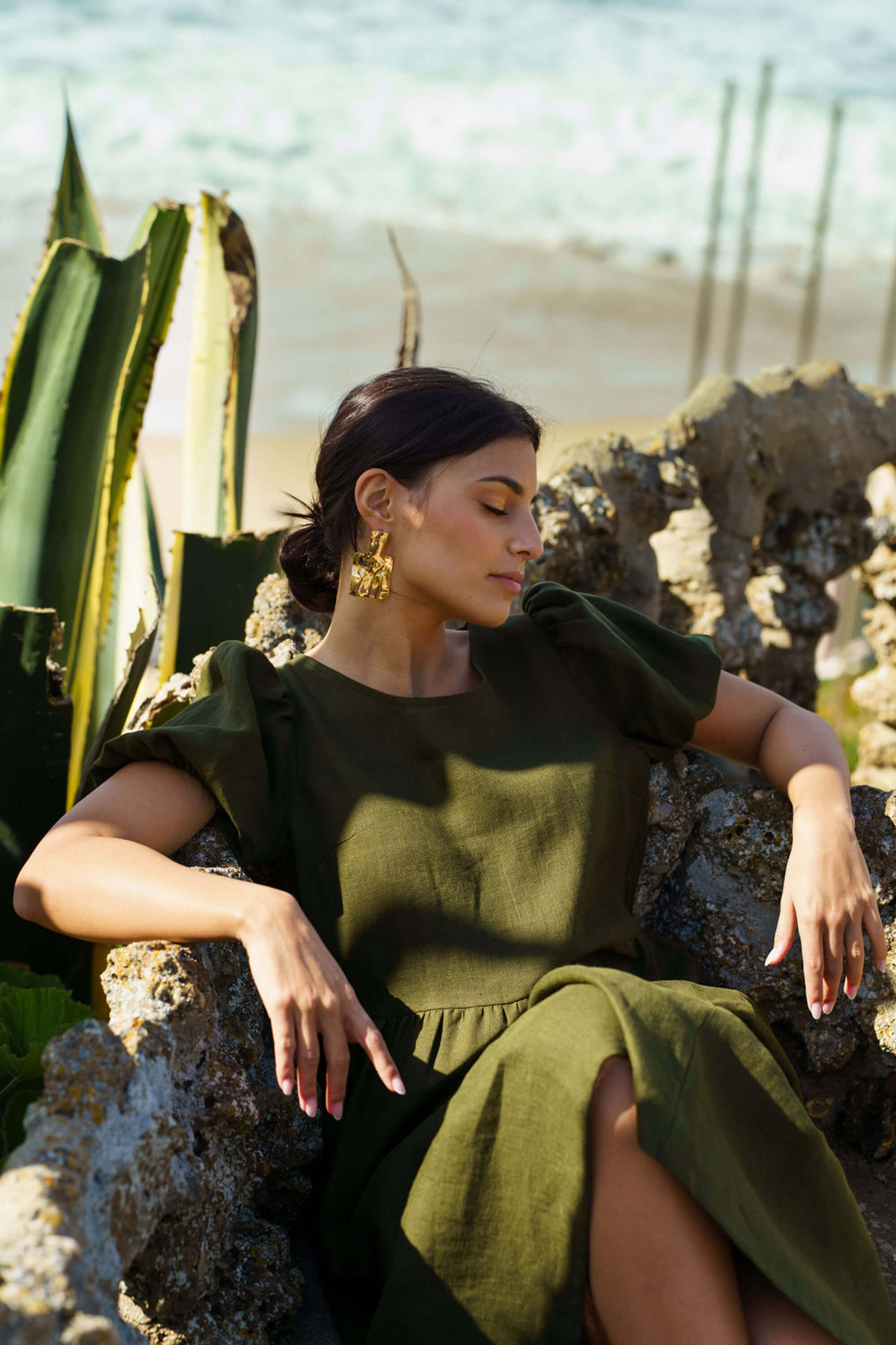 Astrid Dress, Olive Green
