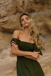 Bianca Dress, Olive Green