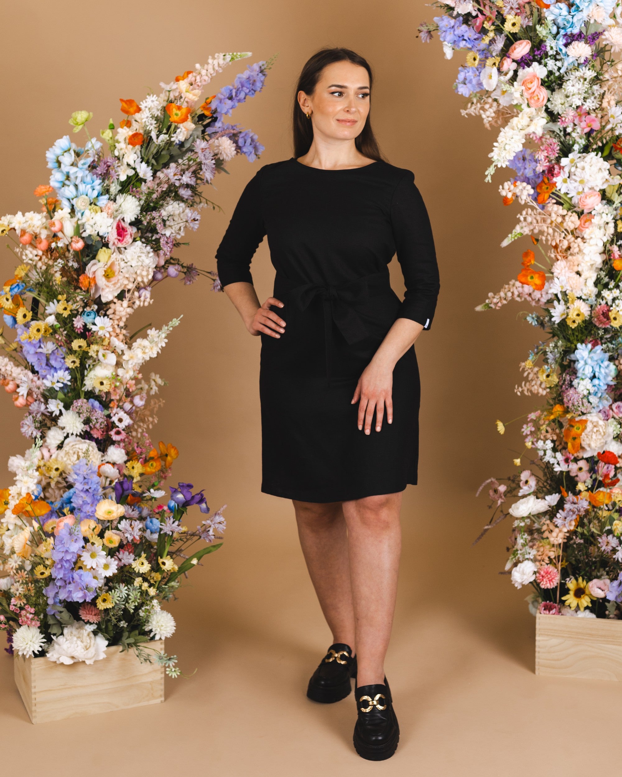 Classic Linen Dress, Black