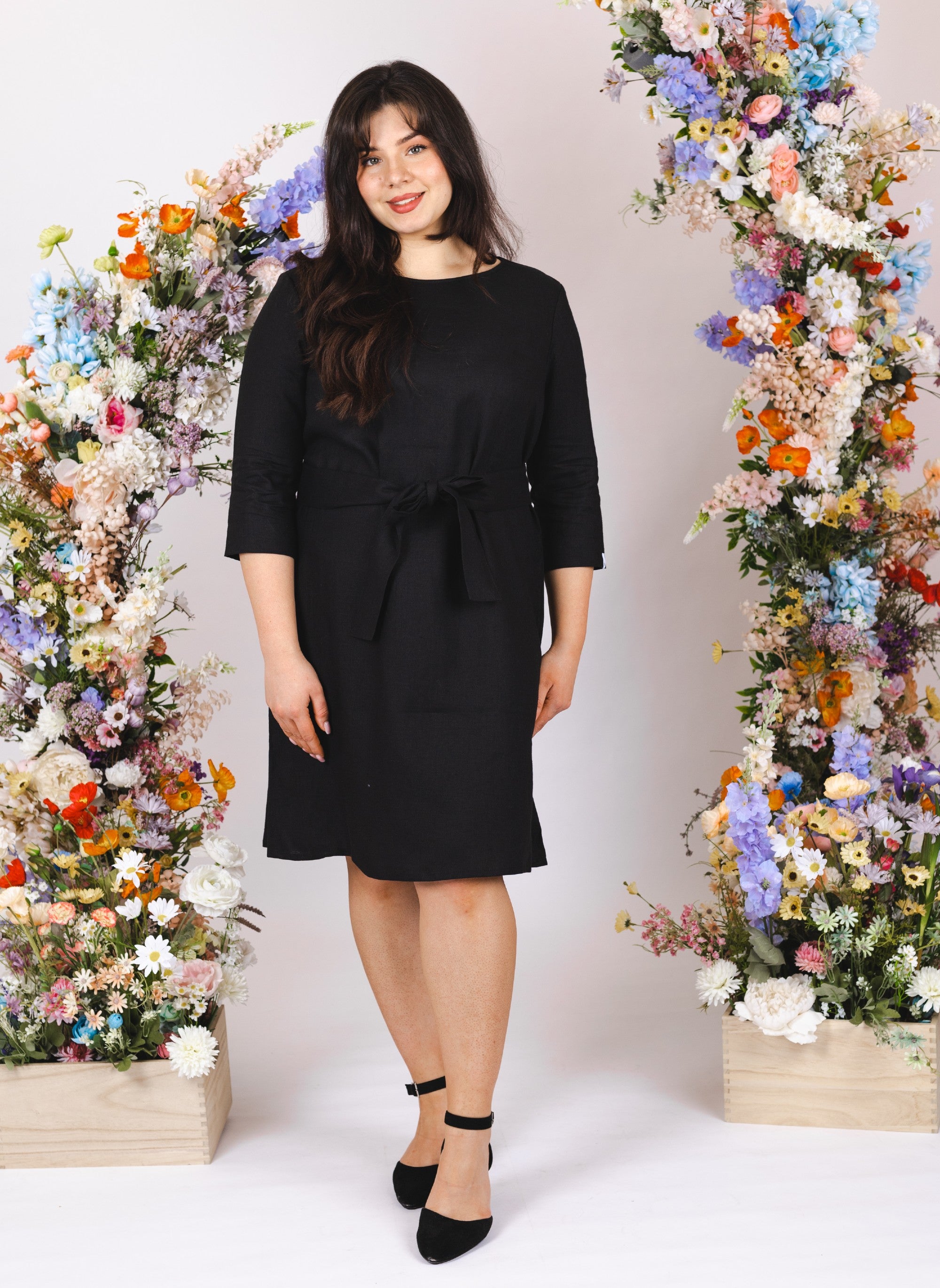 Classic Linen Dress, Black