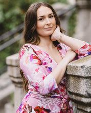 Print Wrap Dress, Coral Reef