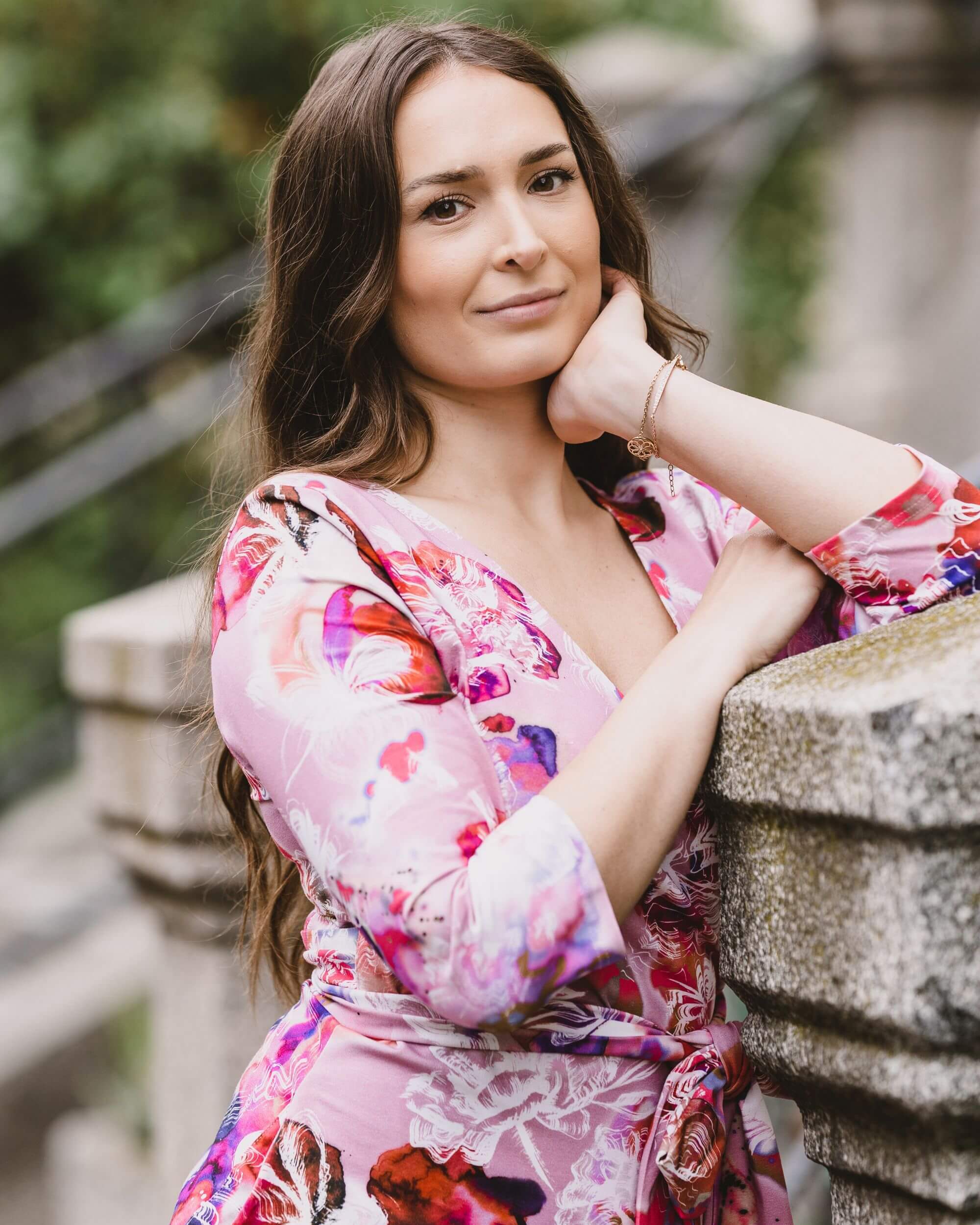 Print Wrap Dress, Coral Reef