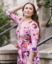 Print Wrap Dress, Coral Reef