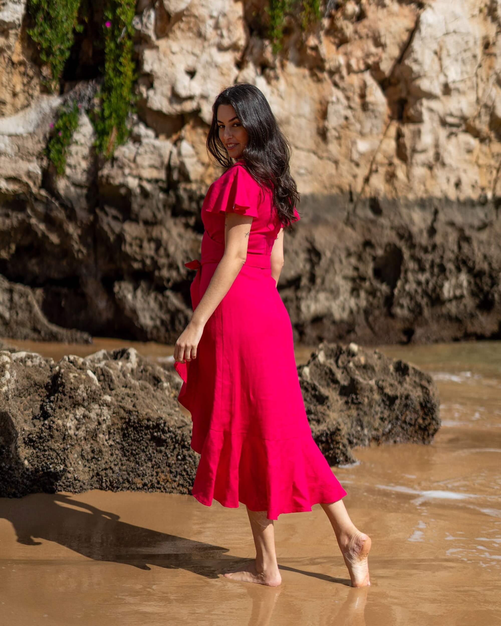 Annika Dress, Pink Peacock