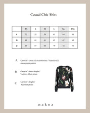 Casual Chic Print Shirt, Noir
