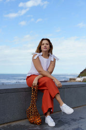 Culottes linen trousers, Stonewashed Burnt Orange