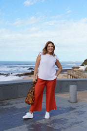 Culottes linen trousers, Stonewashed Burnt Orange