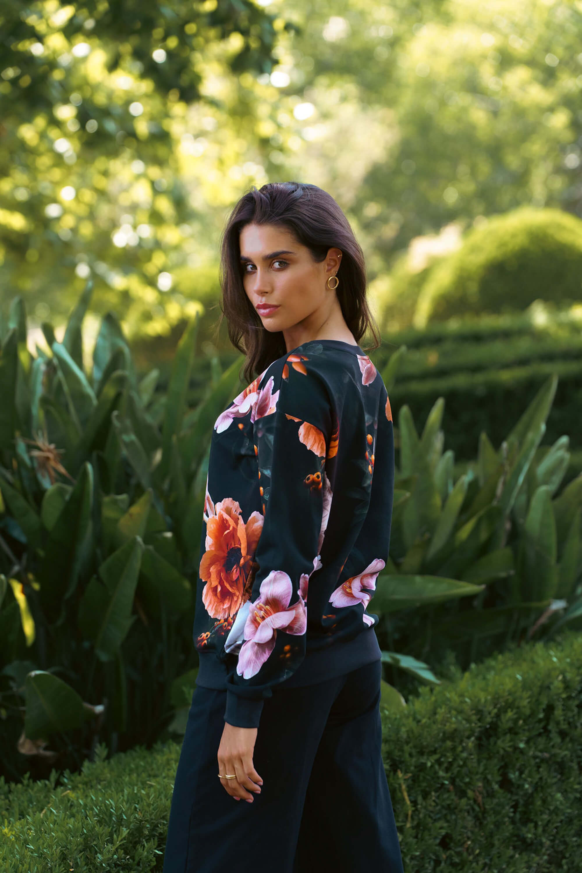 Casual Chic Print Shirt, Copper Flower