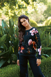 Casual Chic Print Shirt, Copper Flower