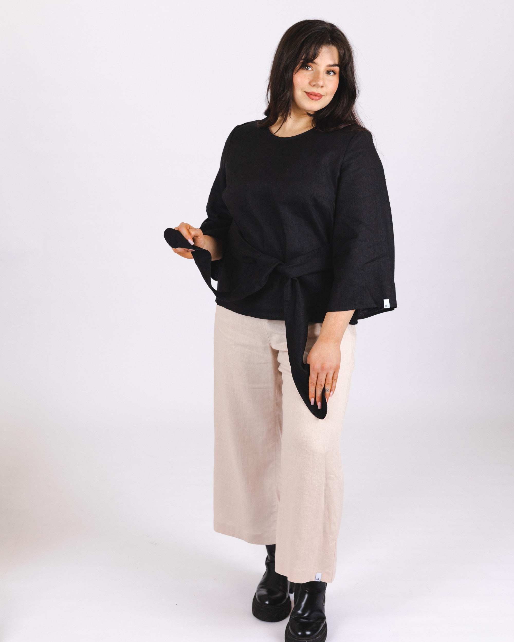 Culottes linen pants, Sandshell