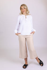 Culottes linen pants, Sandshell