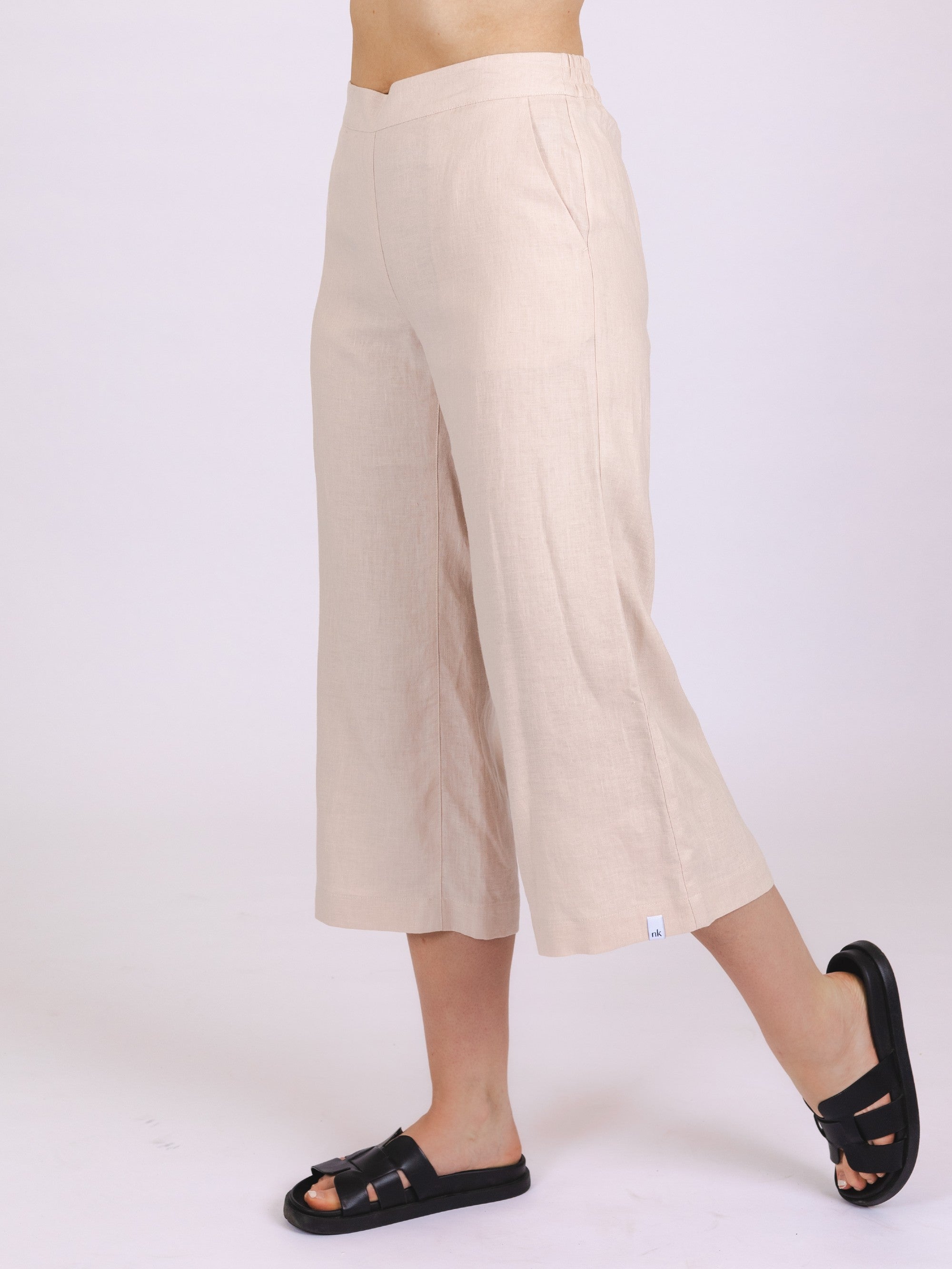 Culottes linen pants, Sandshell