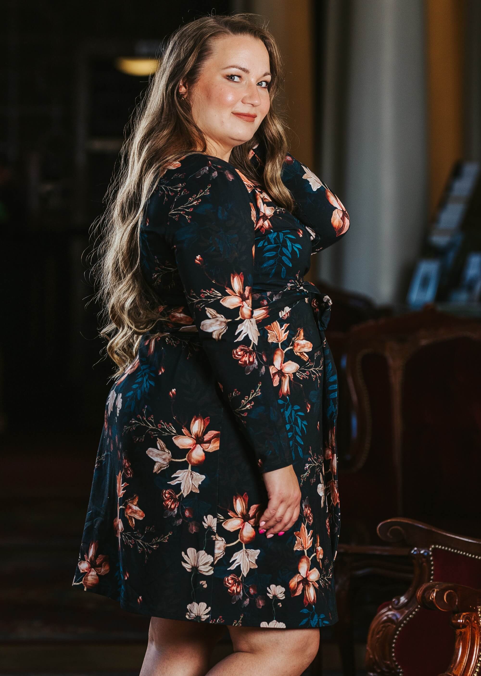 Print Wrap Dress, Versailles