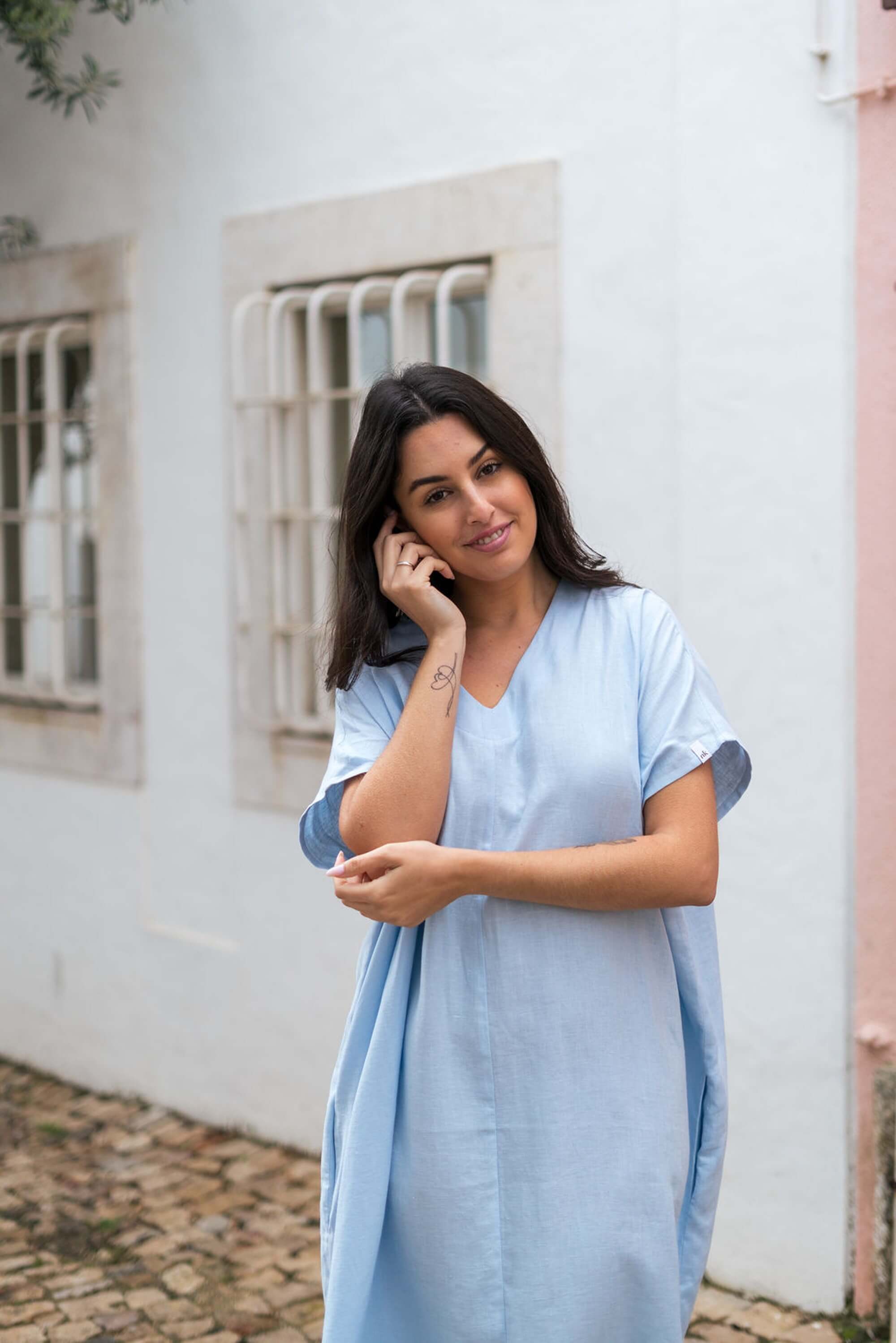 Naomi Dress, Sky Blue