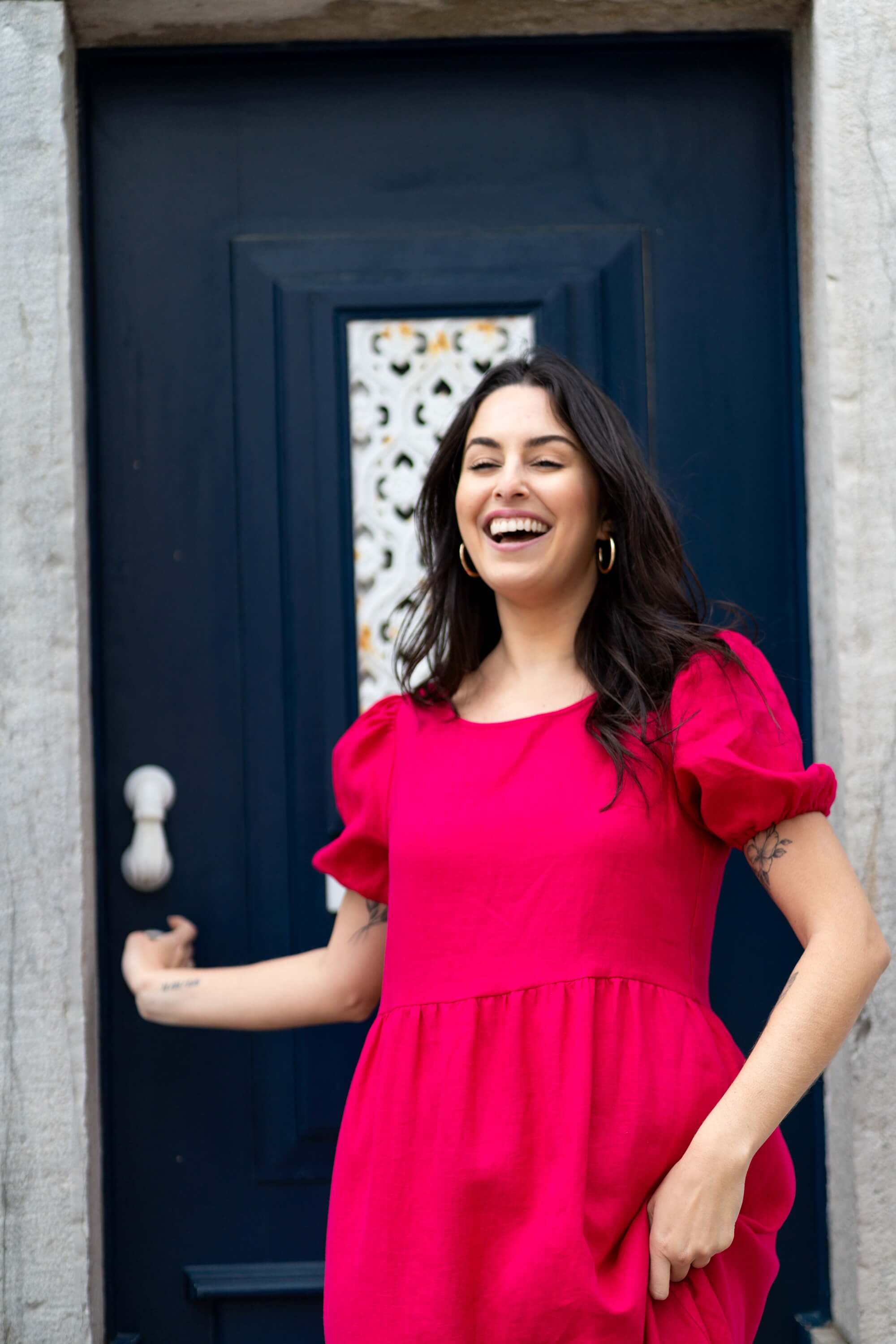 Astrid Dress, Pink Peacock