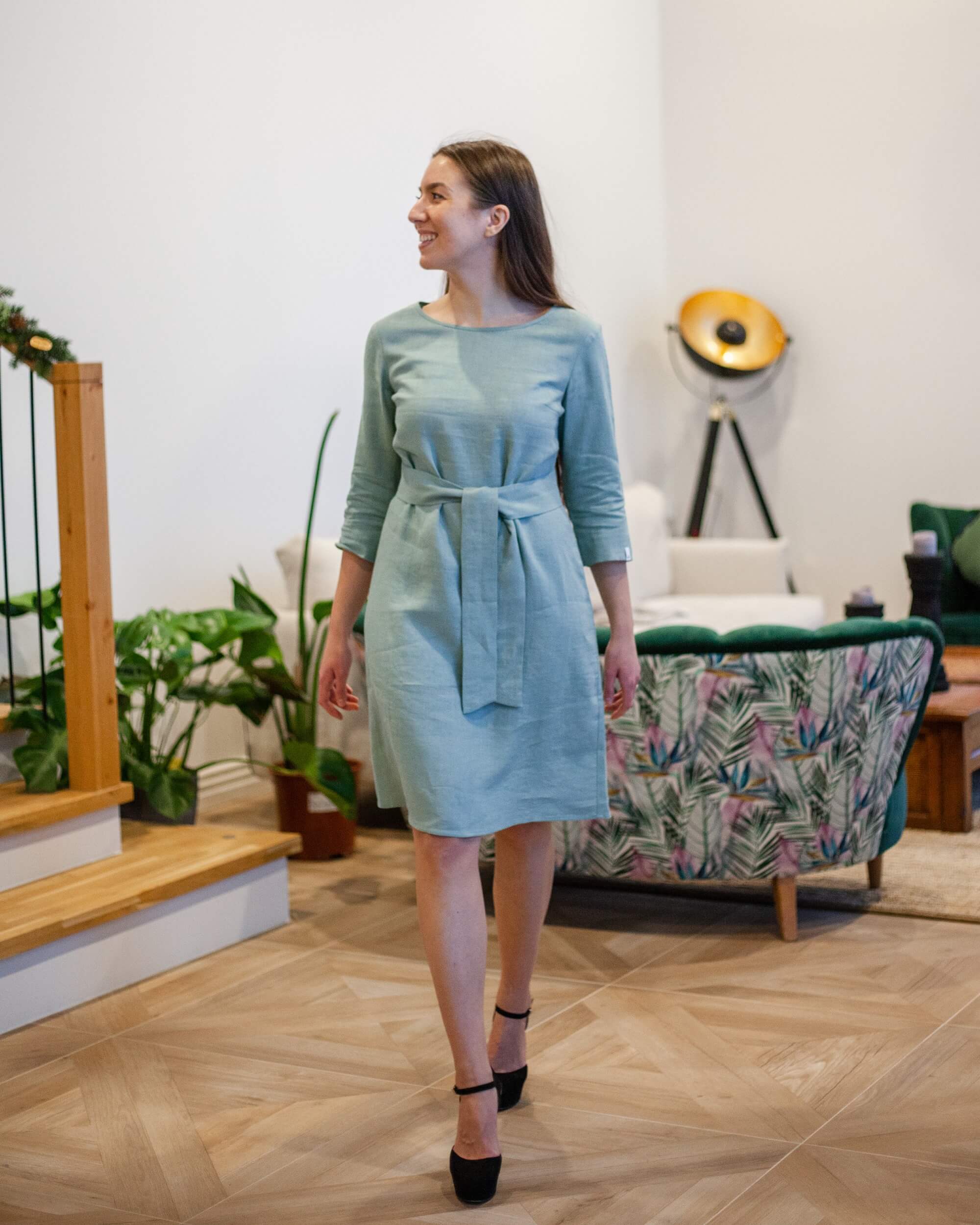 Classic Linen Dress, Desert Sage