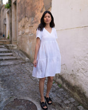 Linen Layered Dress, Coconut Milk