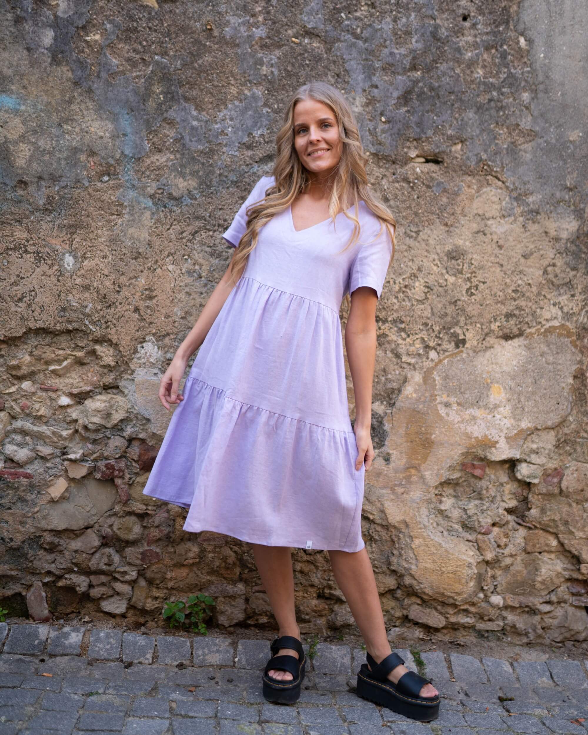 Linen Layered Dress, Lupine