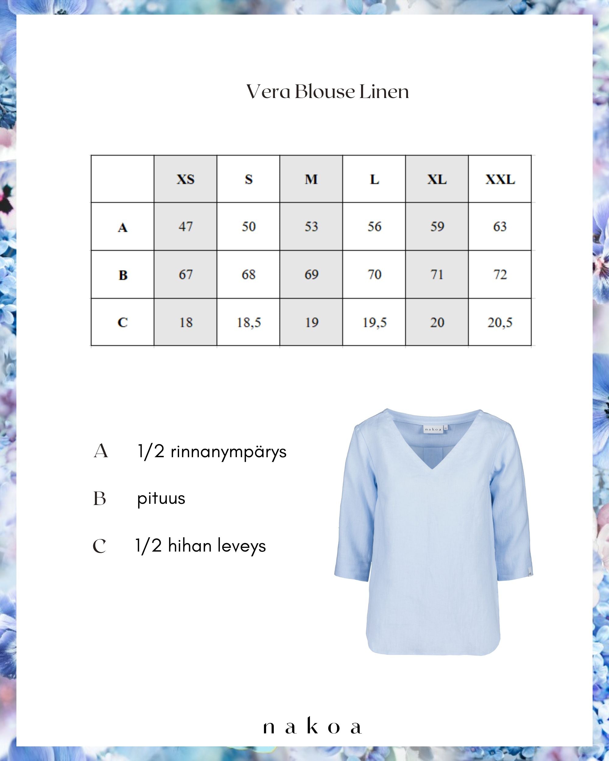 Vera Blouse Pellavapaita, Sky Blue