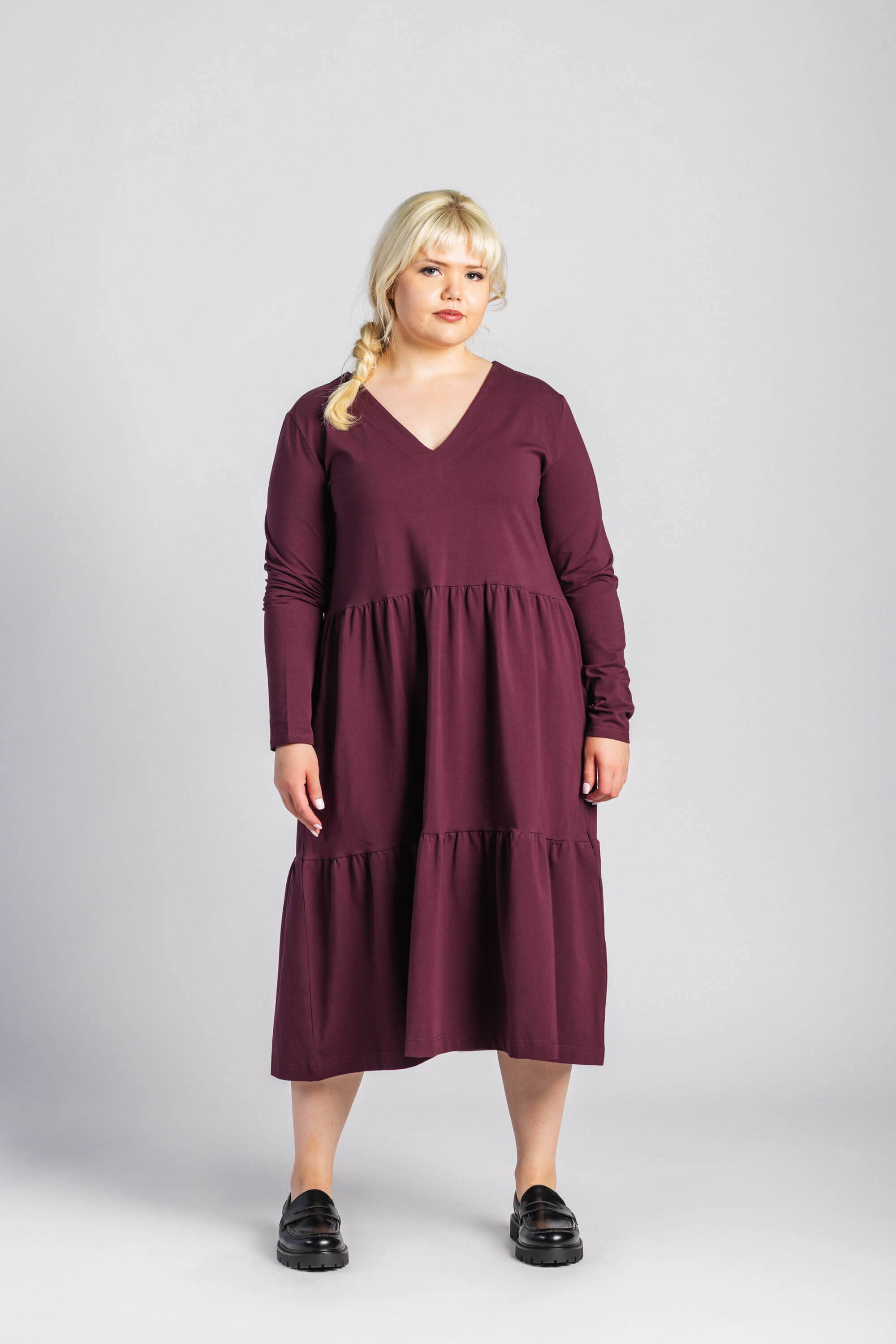 Amélie Dress kerrosmekko, Burgundy