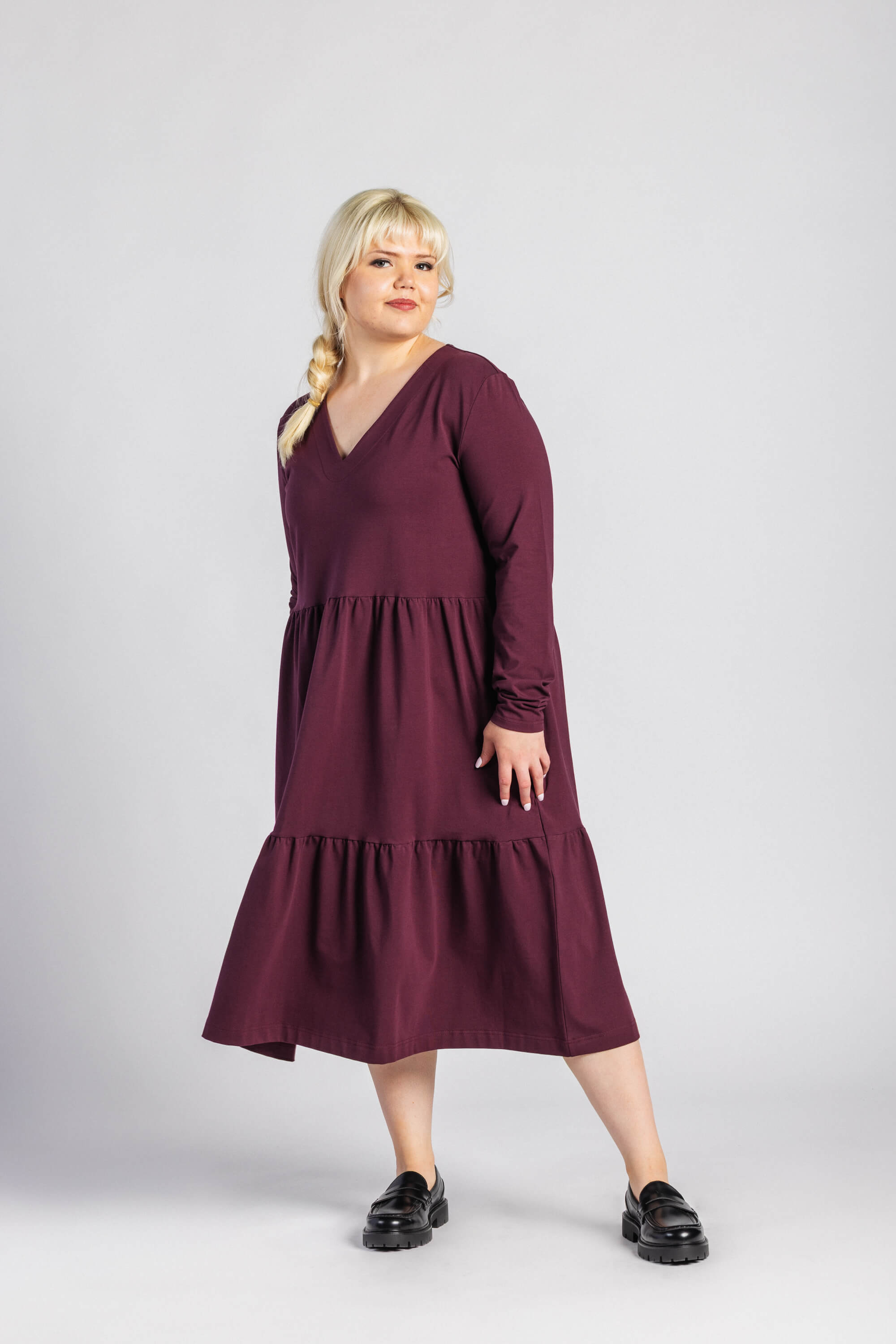 Amélie Dress kerrosmekko, Burgundy