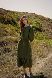 Aurora Dress, Olive Green