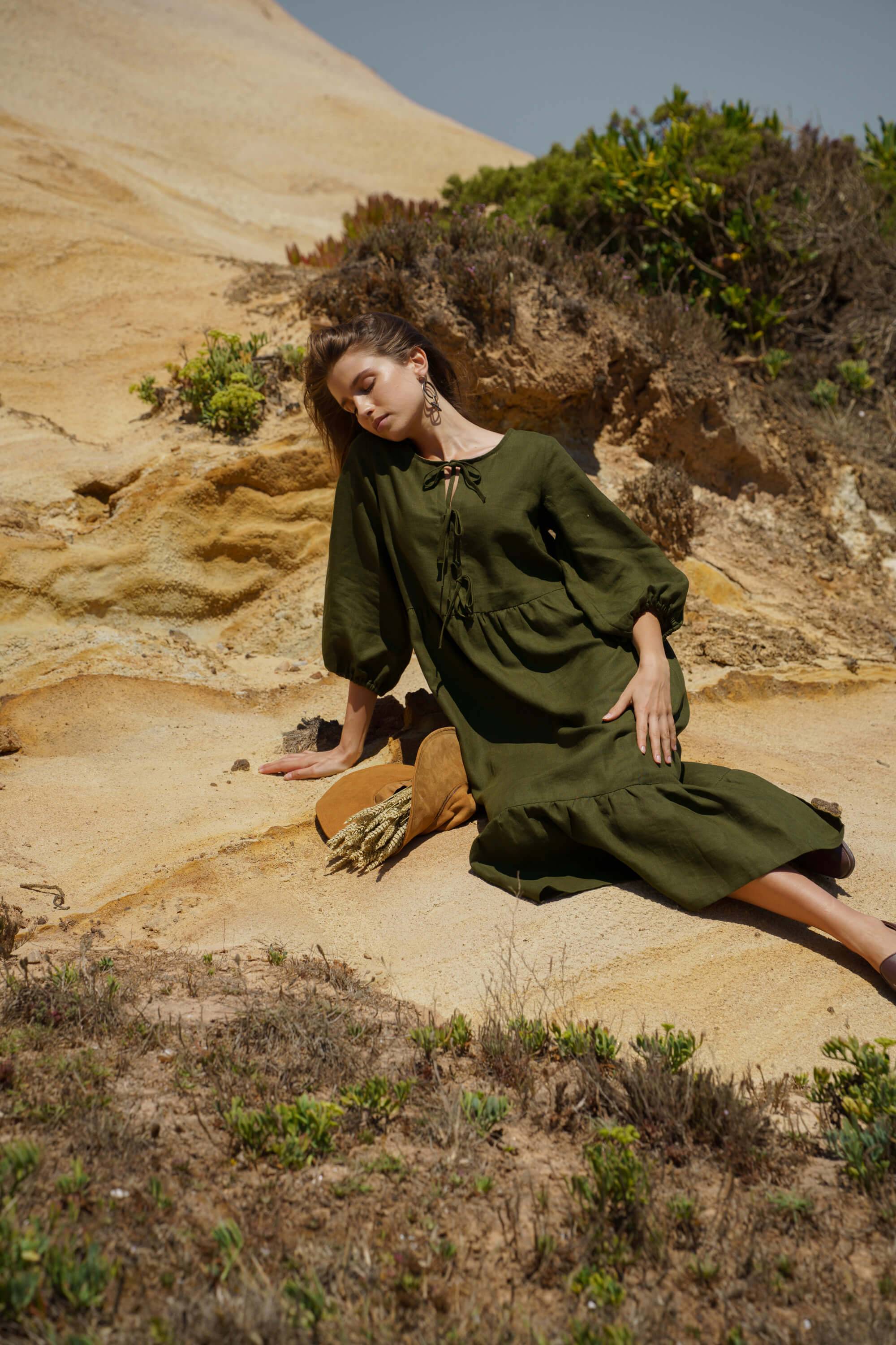Aurora Dress, Olive Green