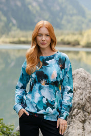 Casual Chic Print Shirt, Blue Iris