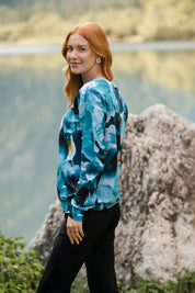 Casual Chic Print Shirt, Blue Iris