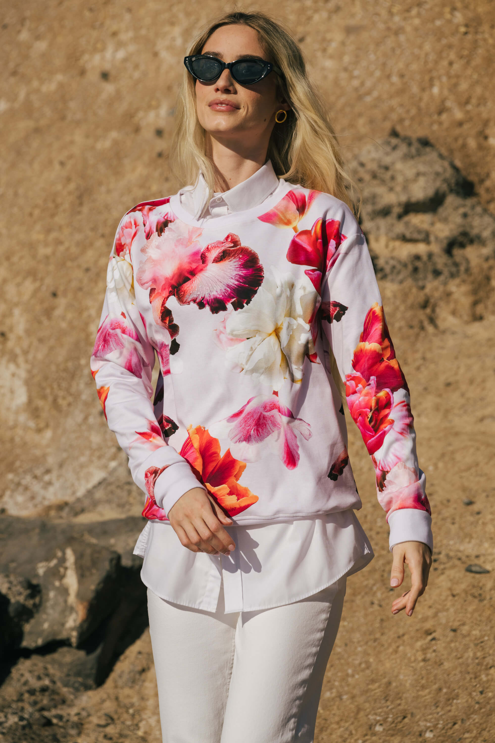 Casual Chic Print Shirt, Sorbet