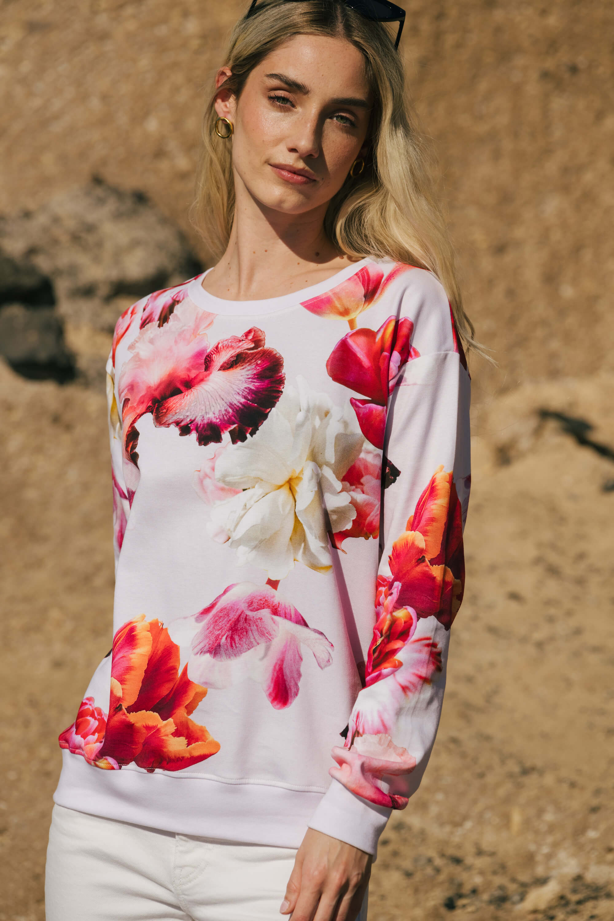 Casual Chic Print Shirt, Sorbet