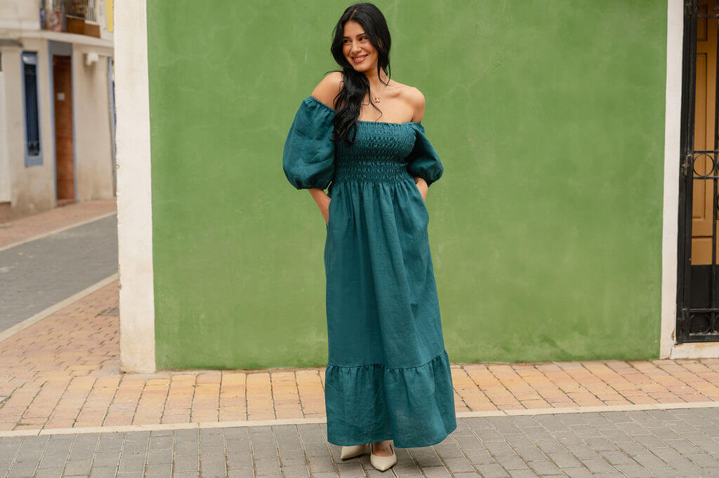 Claire Dress, Crystal Teal