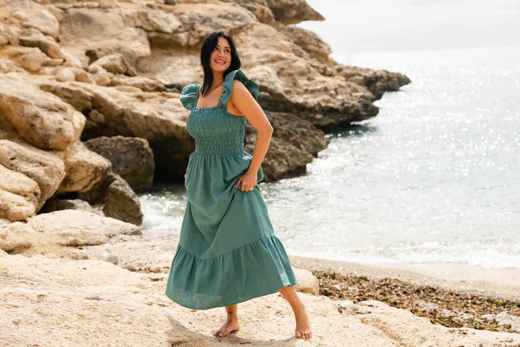 Bianca Dress, Silver Pine