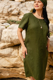 Camilla Dress, Olive Green