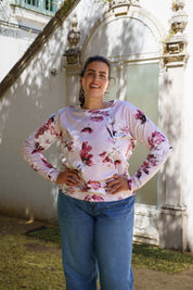 Casual Chic Print Shirt, Pink Poppies