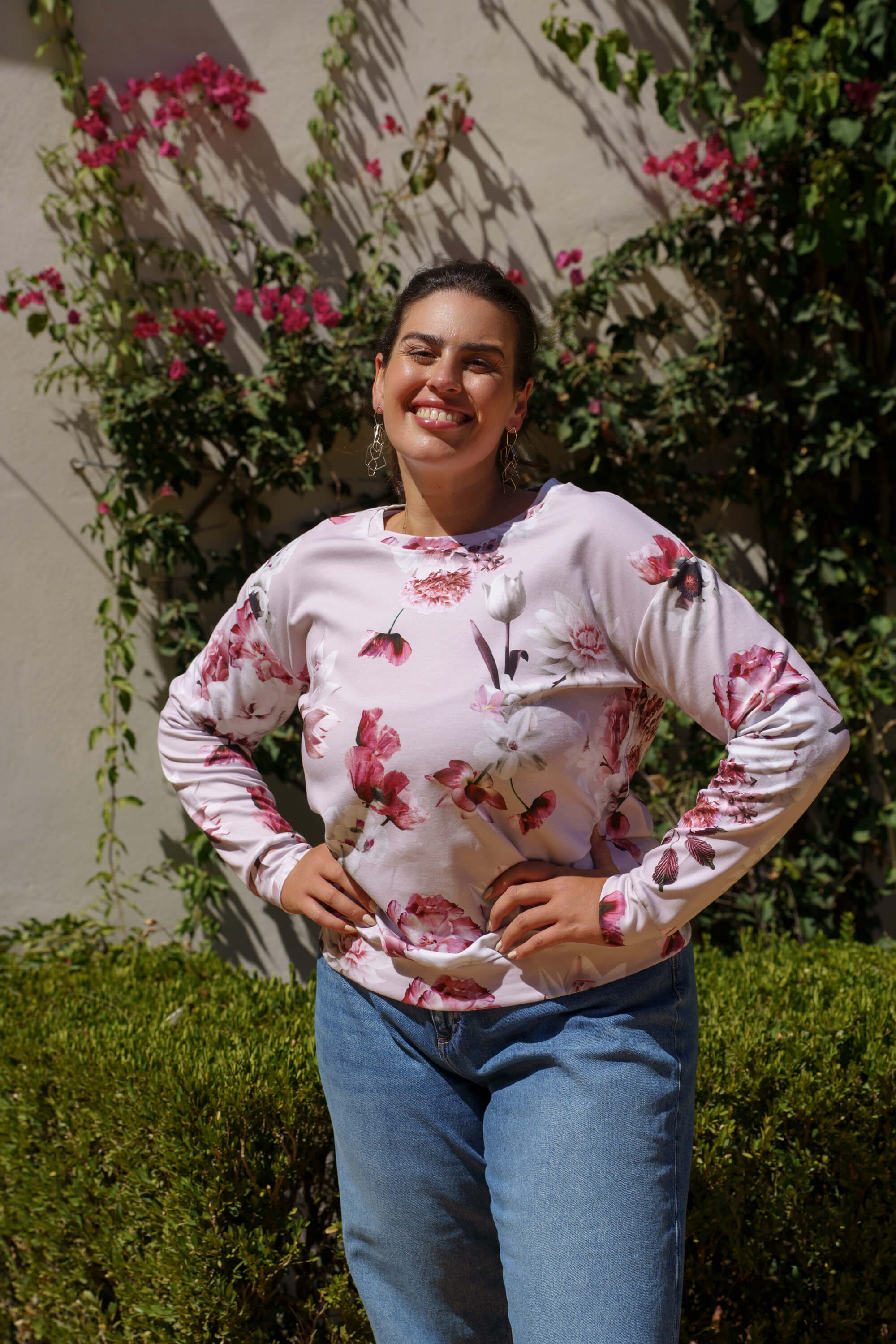 Casual Chic Print Shirt, Pink Poppies