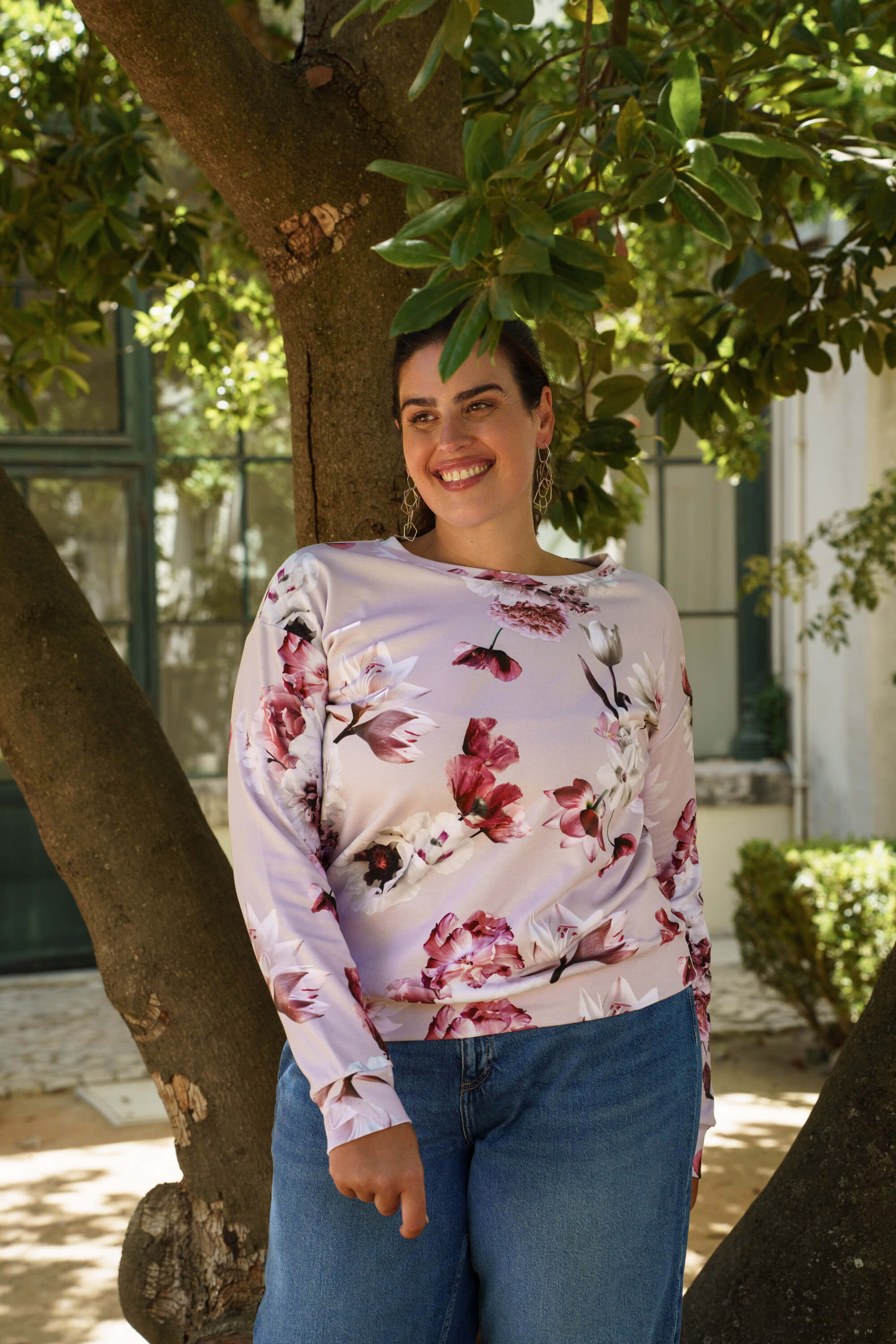 Casual Chic Print Shirt, Pink Poppies