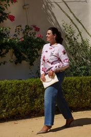 Casual Chic Print Shirt, Pink Poppies