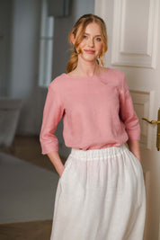 Classic Linen Blouse Pellavapaita, Powder Pink