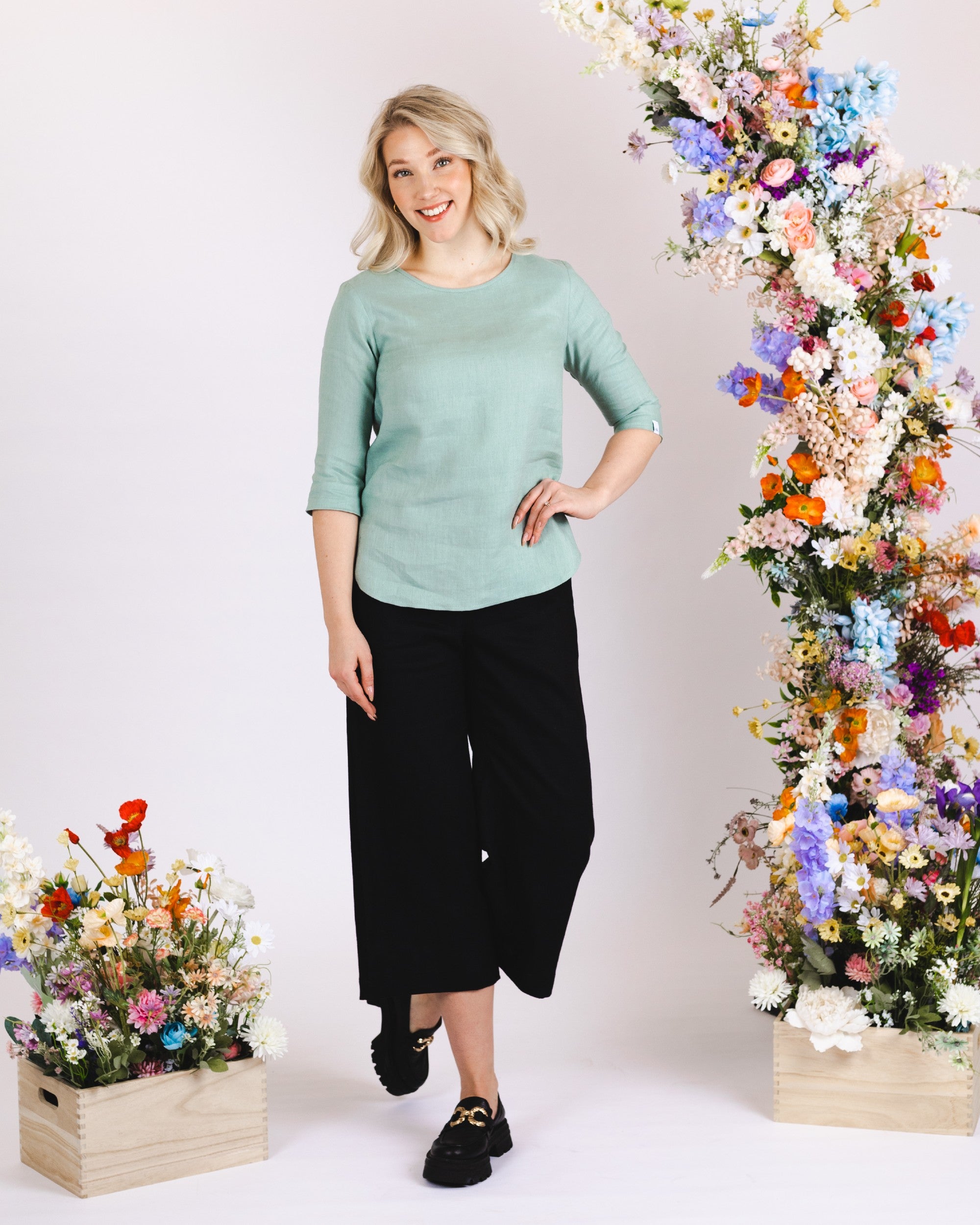 Culottes pellavahousut, Black