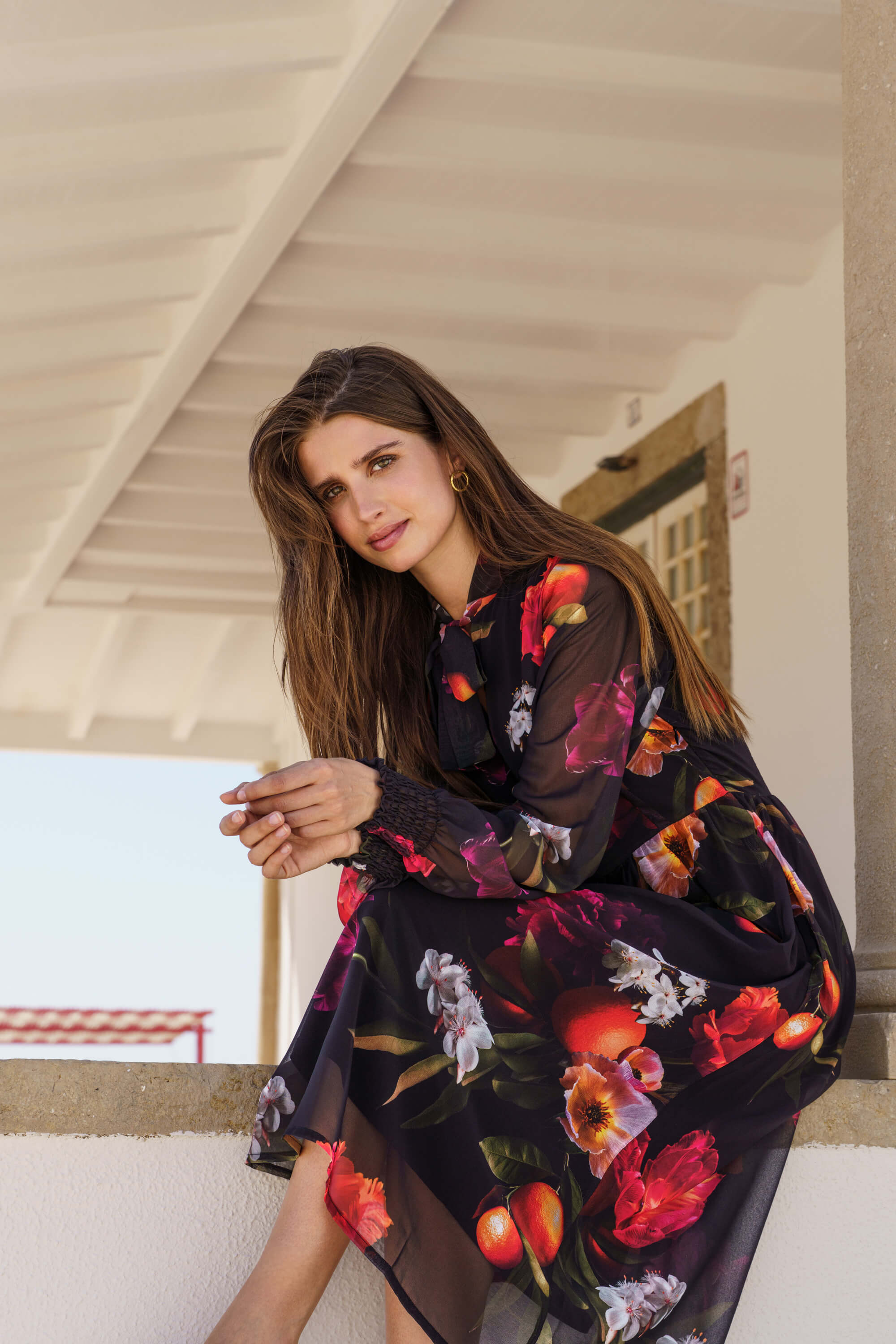 Estelle Dress, Sangria Garden