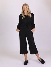 Culottes pellavahousut, Black