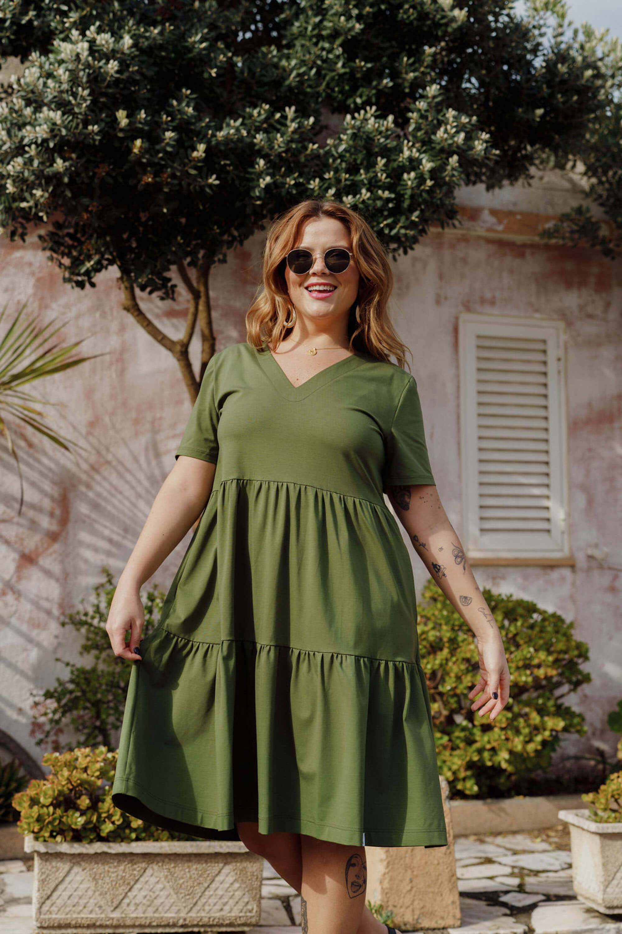 Layered dress, Chive