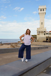 Culottes linen pants, Stonewashed Oxford Navy
