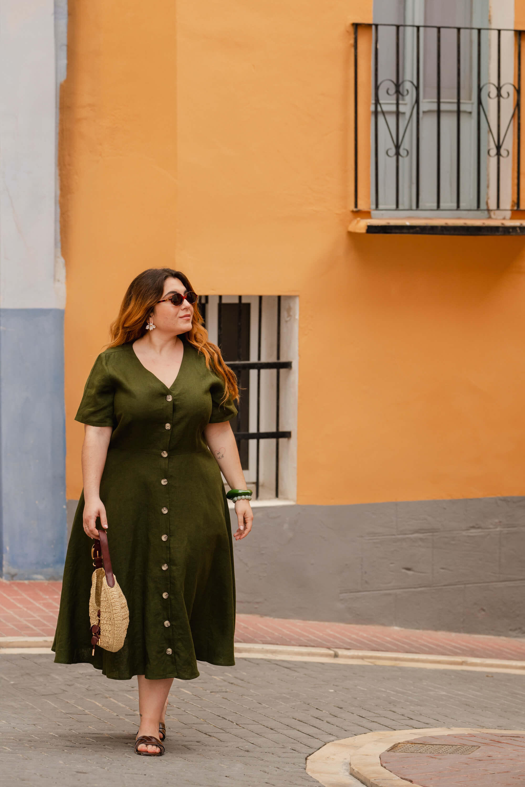 Penelope Dress, Olive Green