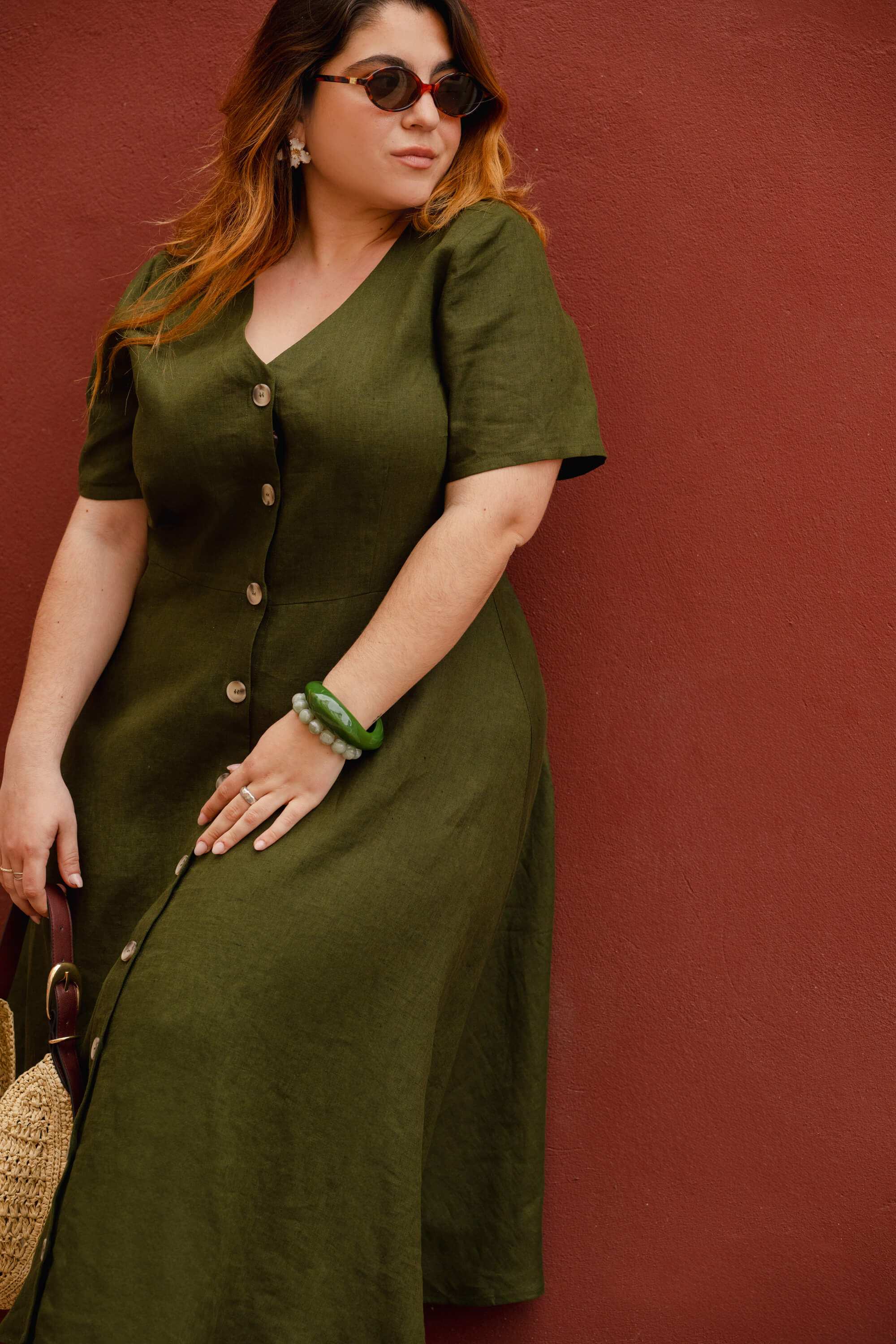 Penelope Dress, Olive Green