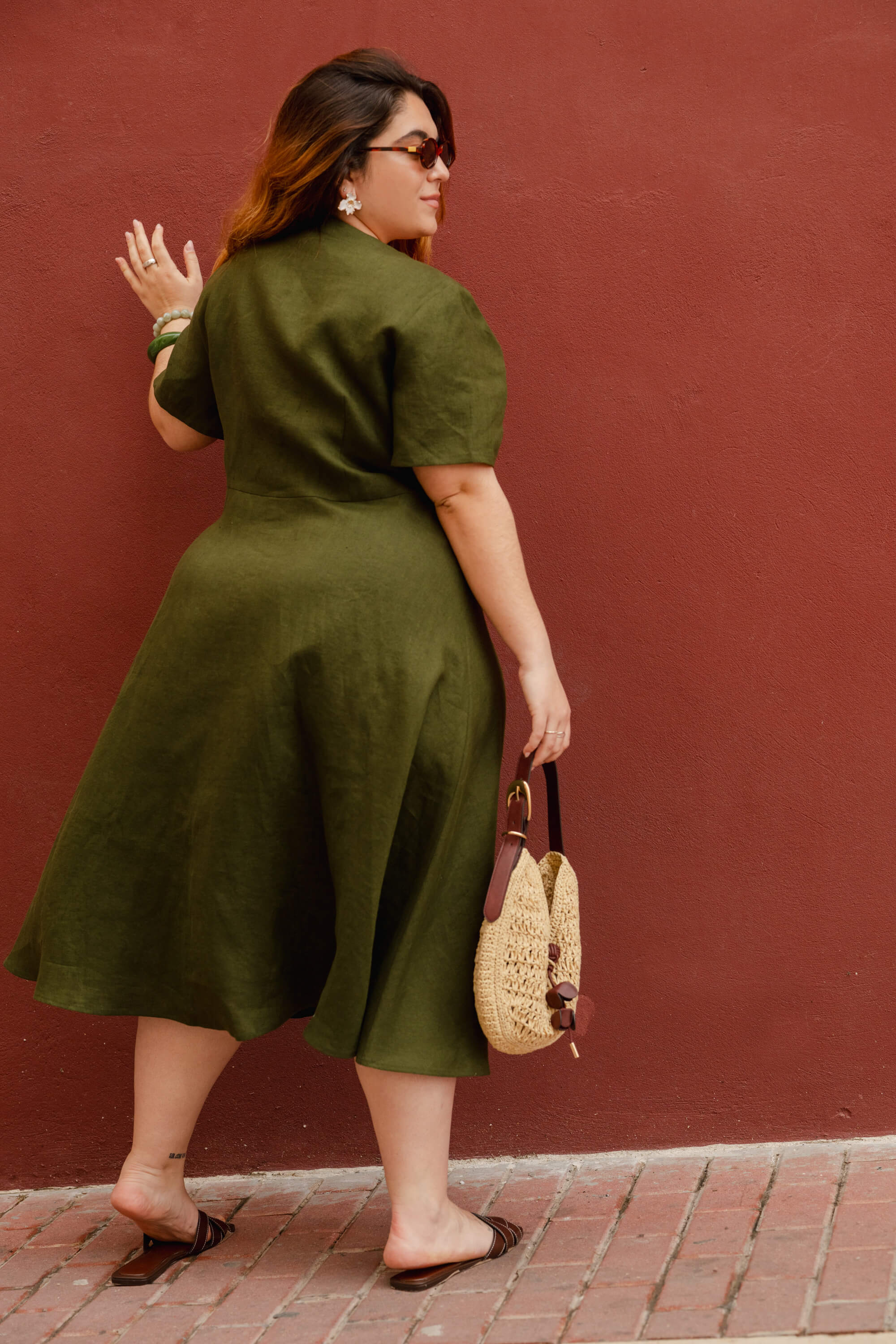 Penelope Dress, Olive Green